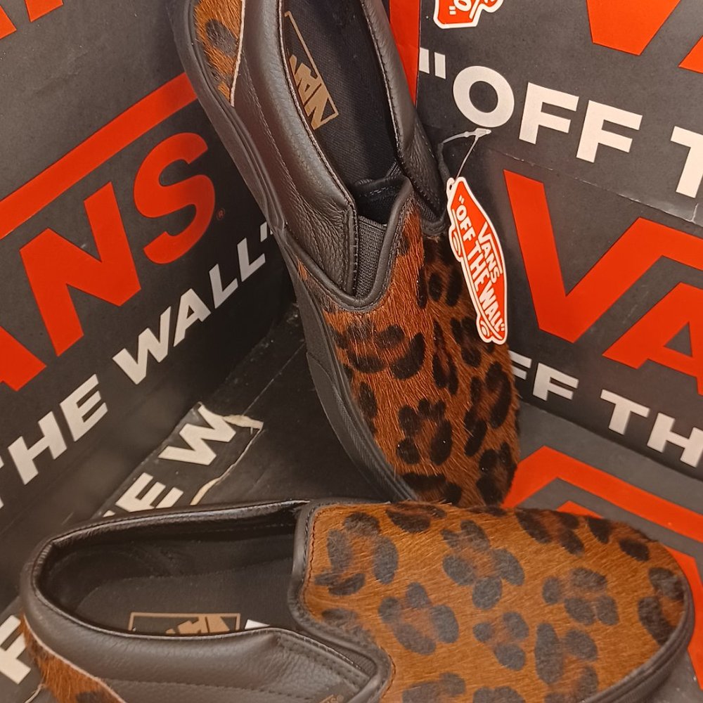 Vans Classic Slip-On Calf Hair Dark Leopard Black Mens 4.5/Womens 6 VN0A7VCFAB0